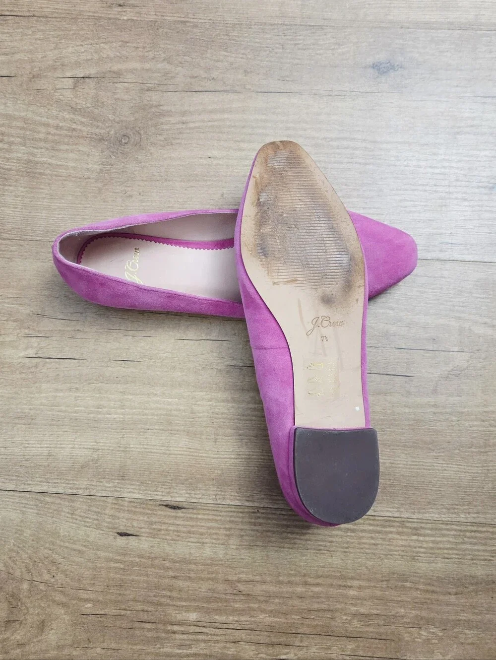 J.Crew Fuchsia Suede Classic Flats